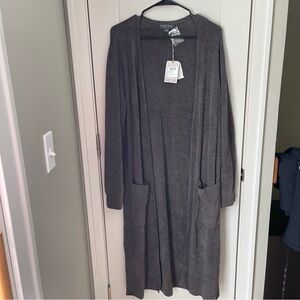 Barefoot Dreams Cozychic Ultra Lite Long Cardi in Carbon XL BDWCU20838 NEW